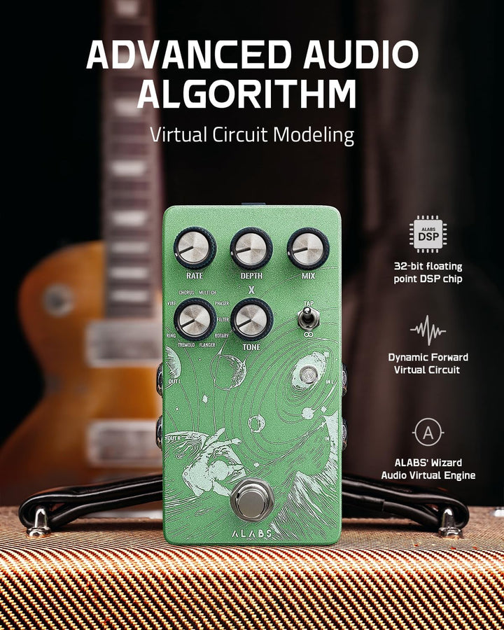 ALABS NOVADRIFT Modulation Pedals Für E Guitar, Gitarren Pedal mit 9 Stereo Mod Effects, Effektgerät