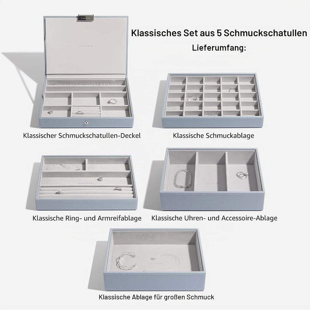 Stackers Altblau Klassisch Schmuckschatulle - 5 Dusky Blue, Dusky Blue