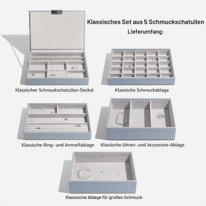 Stackers Altblau Klassisch Schmuckschatulle - 5 Dusky Blue, Dusky Blue