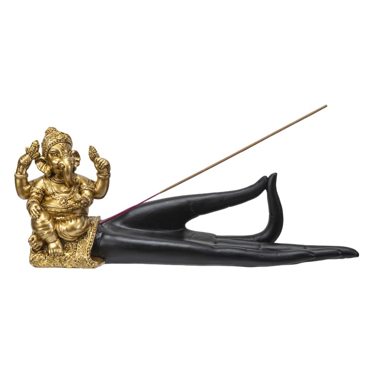 Räucherstäbchenhalter Buddha's Hand mit goldfarbener Ganesha Figur