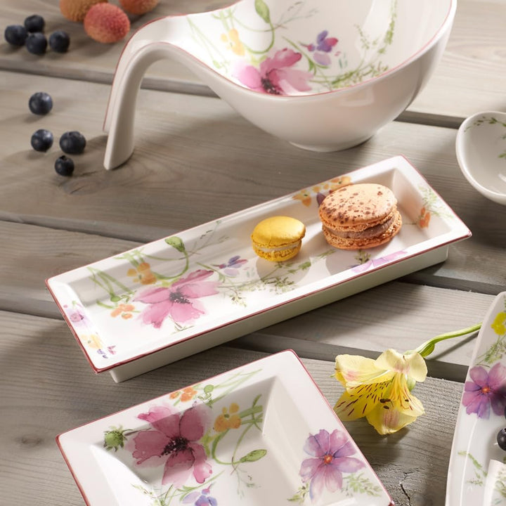 Villeroy und Boch - Mariefleur Gifts Rechteckige Schale, Servierschale aus Premium Porzellan mit flo