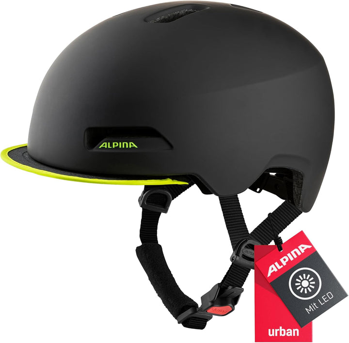 ALPINA BROOKLYN - Beleuchteter, Robuster und Komfortabler Urban Fahrradhelm Mit LED-Licht Für Erwach