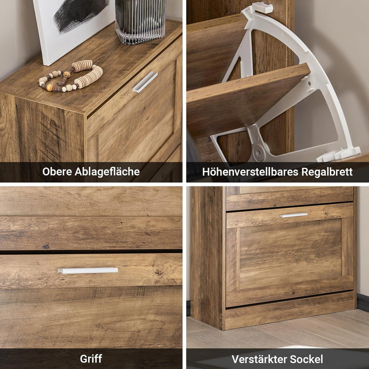 SoBuy Schuhschrank schmal Schuhkipper mit 2 Klappen – Platzsparendes Schuhregal geschlossen mit höhe