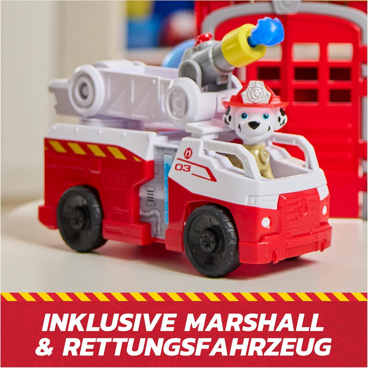 PAW PATROL – Fire Rescue Feuerwehr-Station mit Licht- und Soundeffekten, Wasserkanone, Rutschstange
