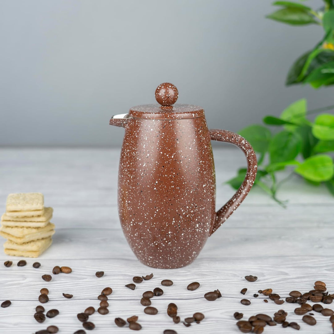 Café Olé BFD-03RG Doppelwandiger Bauchiger Kaffeebereiter aus hochwertigem Edelstahl – Rot Granit, f