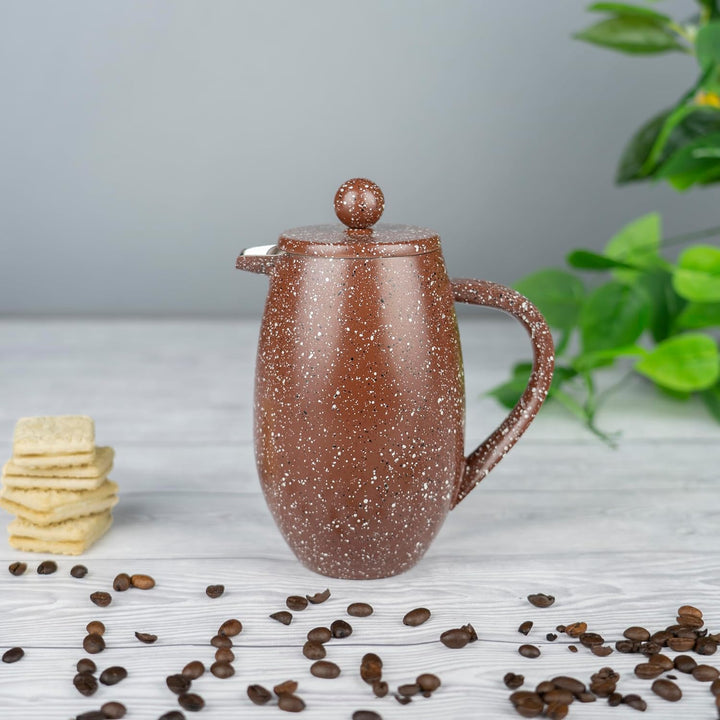 Café Olé BFD-03RG Doppelwandiger Bauchiger Kaffeebereiter aus hochwertigem Edelstahl – Rot Granit, f