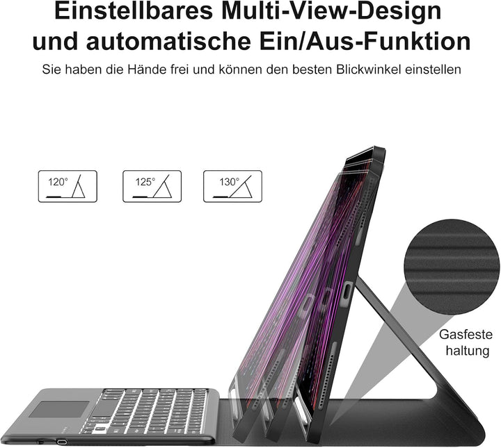 IVEOPPE Tastatur Hülle für iPad Pro 12,9 Zoll 6/5/4/3 Generation Con Touchpad, Magnetisch abnehmbar
