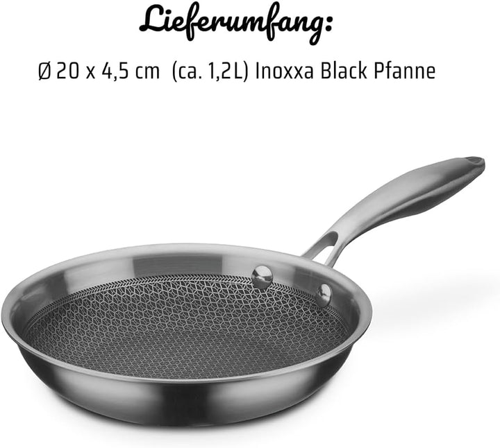 GSW 868501 Inoxxa Black, Bratpfanne mit Wabenstruktur - ⌀20 cm 20cm, 20cm