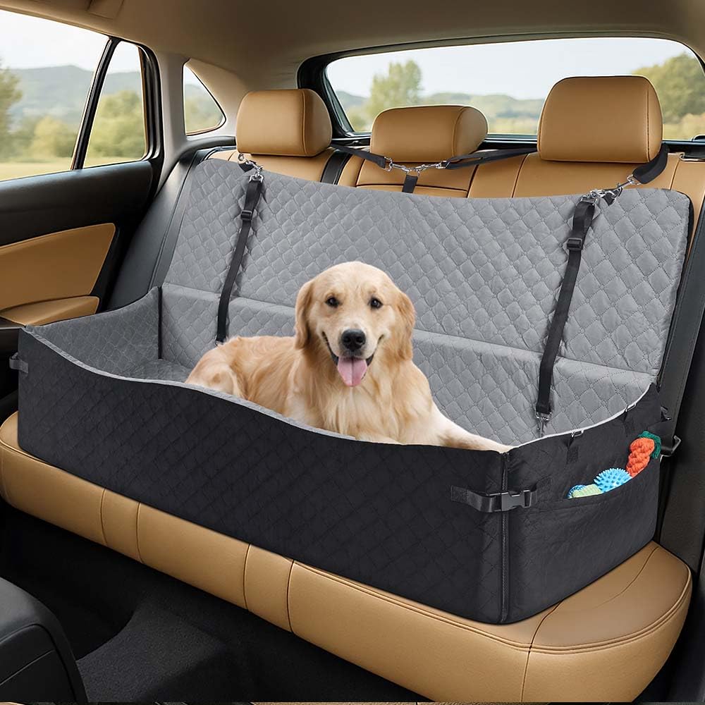 unipaws Hunde Autositz für mittlere & grosse Hunde bis 55 kg, Autositz Hund mit Vorder-/Seiteneinsti
