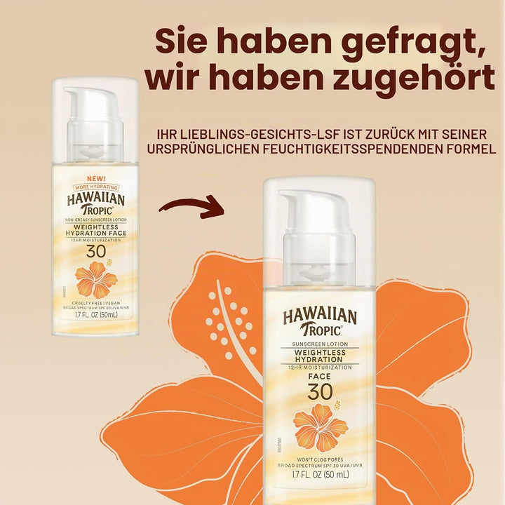 Hawaiian Tropic Silk Hydration Weightless Face Lotion LSF 30, 48 ml