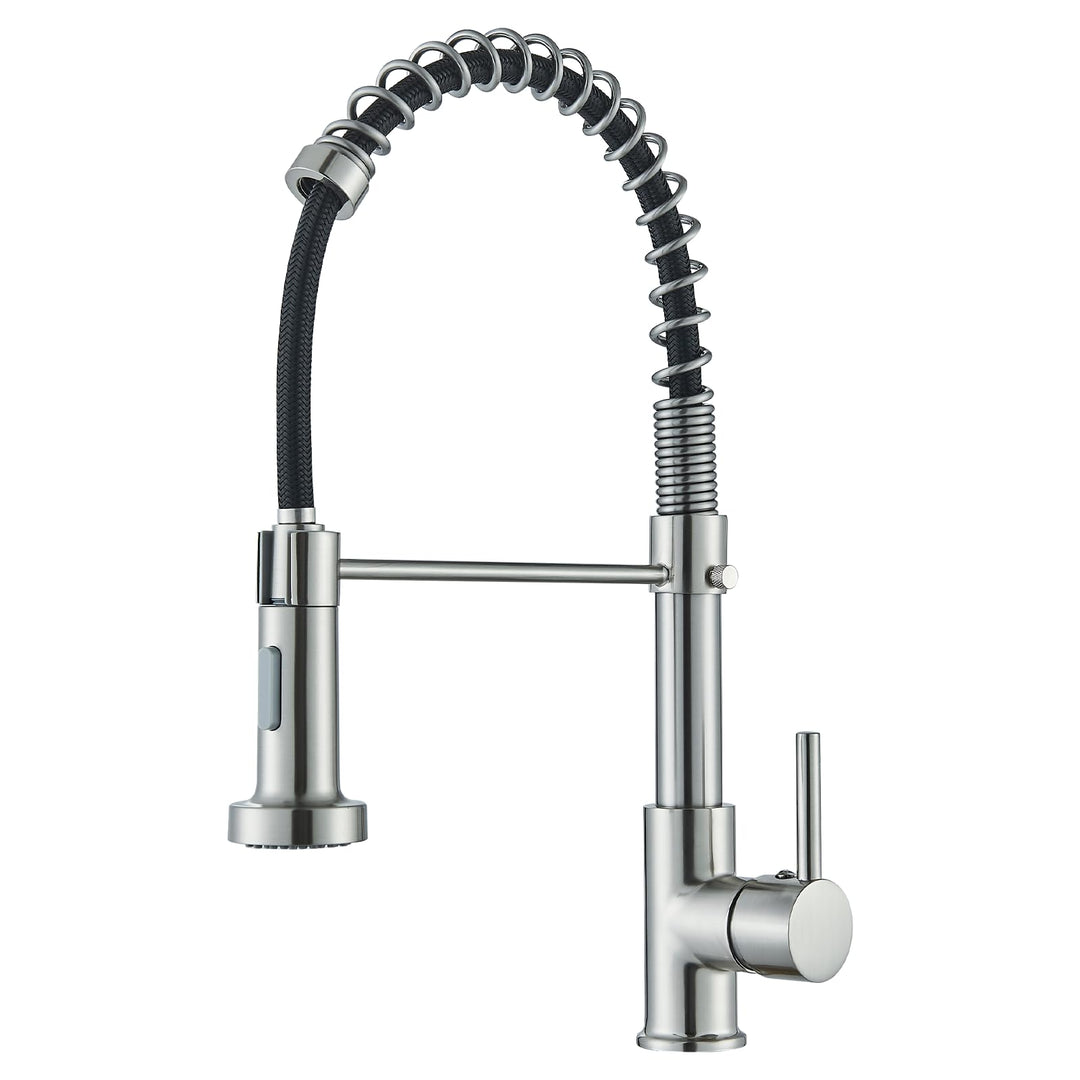 Cesinkin Wasserhahn Küche Gebürstetes Nickel Spültischarmatur mit zwei Wassersprühmodi Armatur Küche