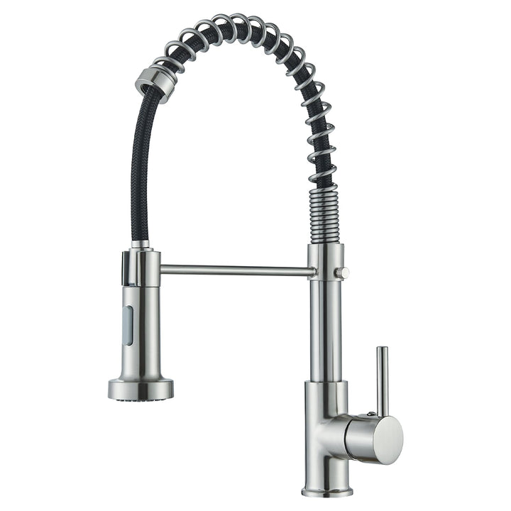 Cesinkin Wasserhahn Küche Gebürstetes Nickel Spültischarmatur mit zwei Wassersprühmodi Armatur Küche