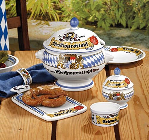 Seltmann Weiden 001.455576 Terrine Löwenkopf ohne Deckel 2,0 L Compact Bayern-Serie Blau/Weiss/Gelb/