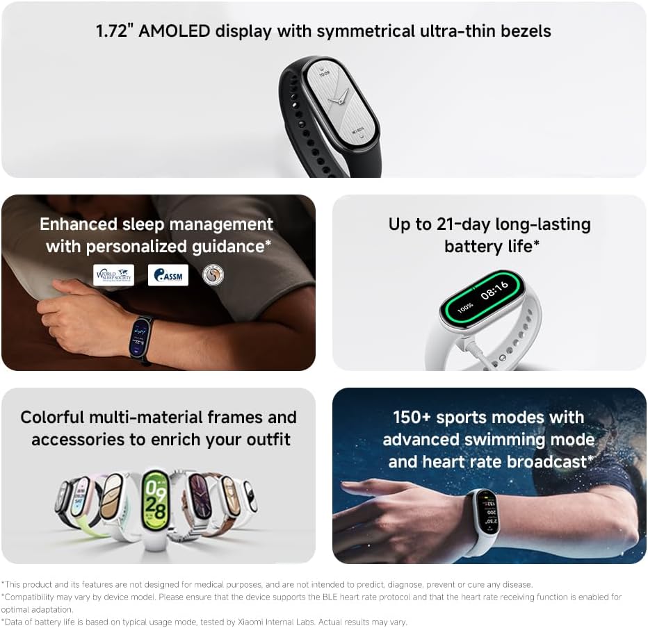 Xiaomi Smart Band 10 Fitness-Tracker,Smartwatch,1,72" AMOLED Display, 21 Tage Akku, 5ATM wasserdicht