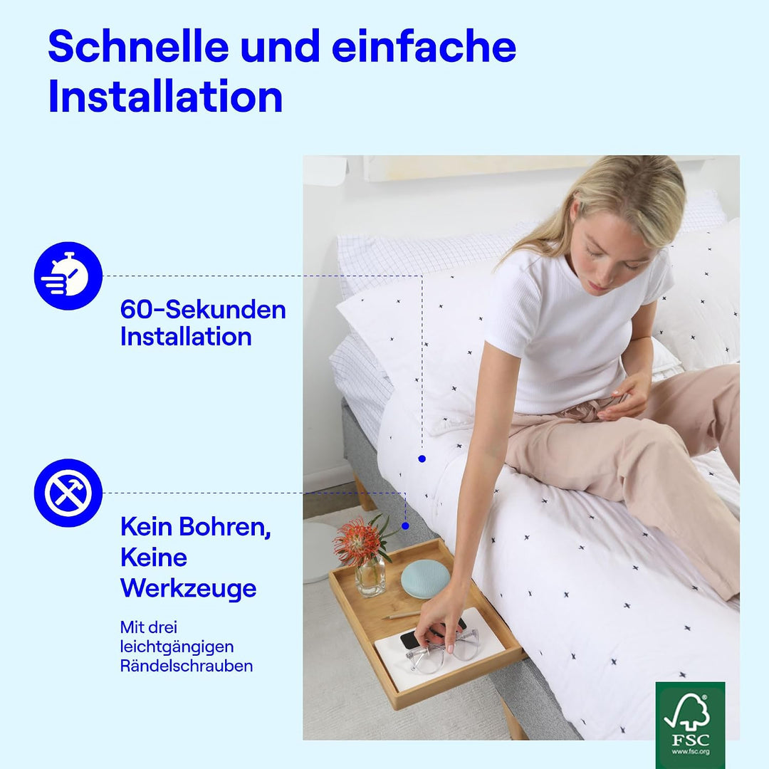 BedShelfie Nachttisch Zum Einhängen Bettablage für Etagenbett und Boxspringbett, Bettablage für WG-Z