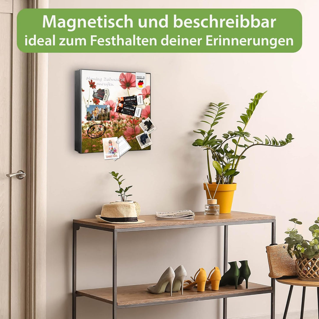 banjado® Grosser Schlüsselkasten Glas/Schlüsselbox 30cm x 30cm mit 50 Haken - Motiv Schmuckkörbchen/