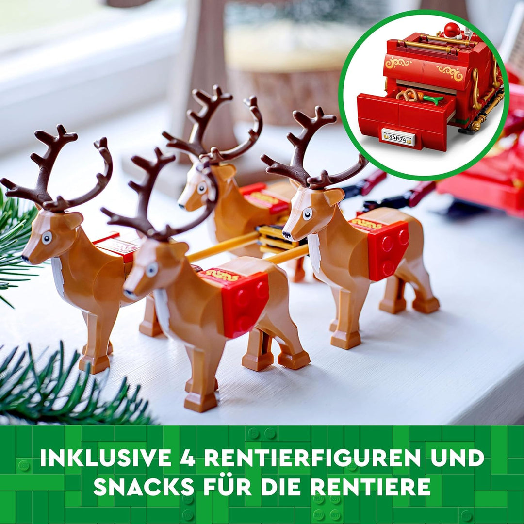 LEGO Schlitten des Weihnachtsmanns, BAU- und Spielset für Kinder mit Minifigur und Rentieren, Gesche
