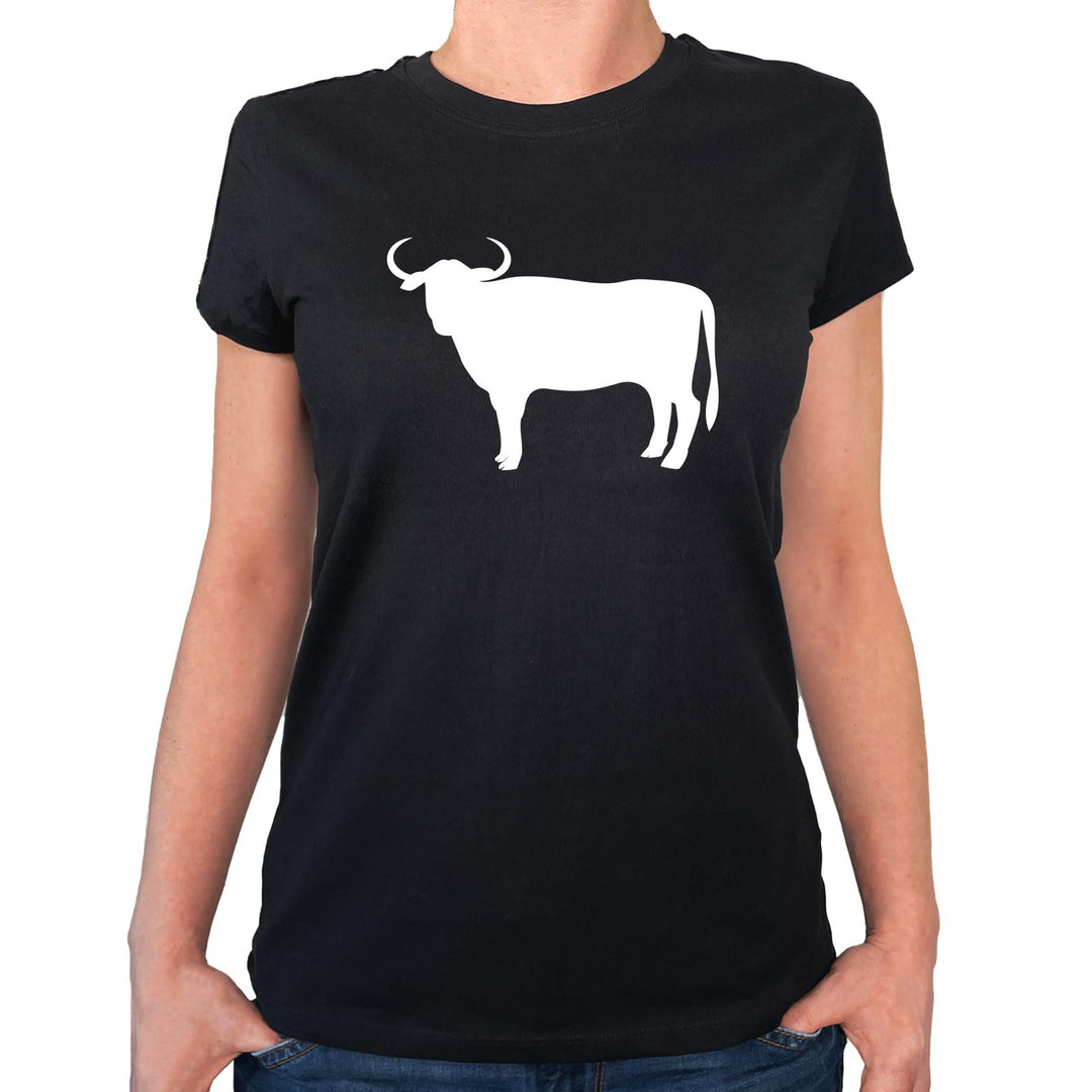 Huuraa Damen T-Shirt Stier Bulle Silhouette Bio Baumwolle Fairtrade Oberteil Grösse XS-XXL mit Motiv