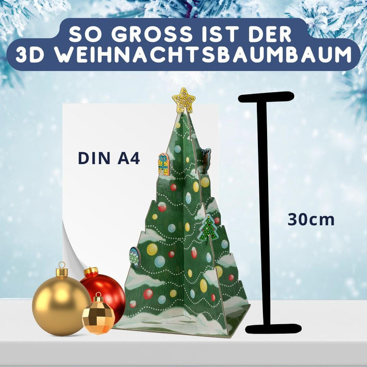 Weihnachtszauber - Der Diamond-Painting-Adventskalender. Mit Material und Werkzeug für 24 Baumanhäng