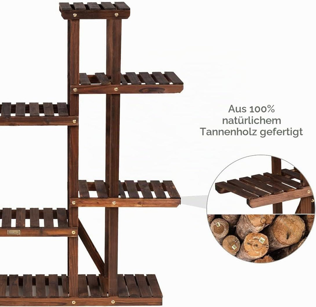 GIANTEX Pflanzenregal Blumenregal Holz, Blumenständer 6 Ebenen, Pflanzenregal Gartenregal mehrstöcki