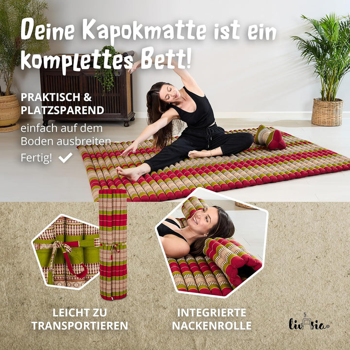 livasia Rollmatte Rollmatratze L-200x110x4,5cm, Gästebett Gästematratze 1 Person, Reisebett Kofferra