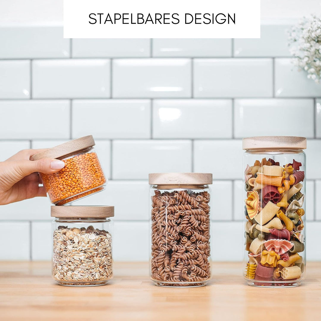 Econovo® Vorratsgläser mit Deckel Set 1000ml/700ml/500ml/300ml (4-teilig) aus Borosilikatglas mit Ho