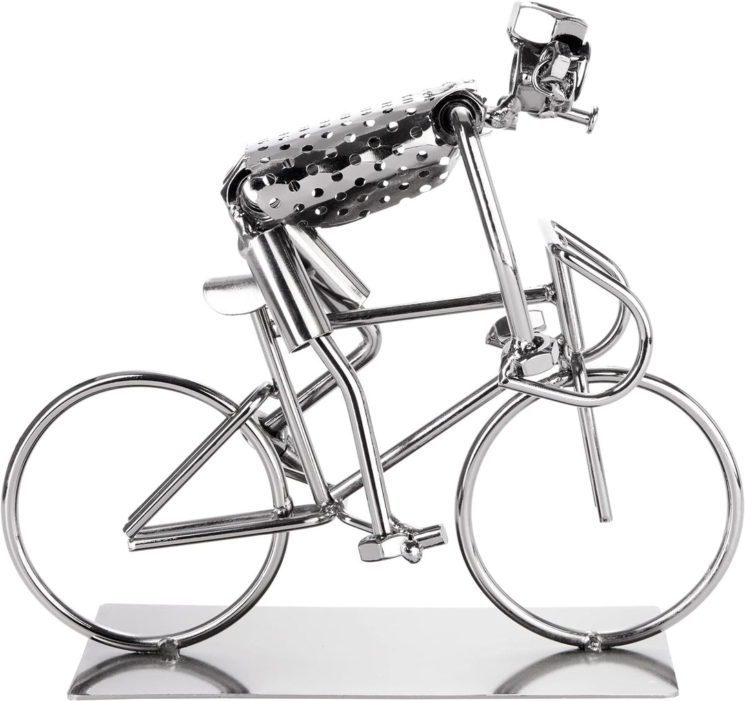 BRUBAKER Schraubenmännchen Fahrradfahrer - Fahrrad Eisenfigur Metallmännchen - Handarbeit Metallfigu