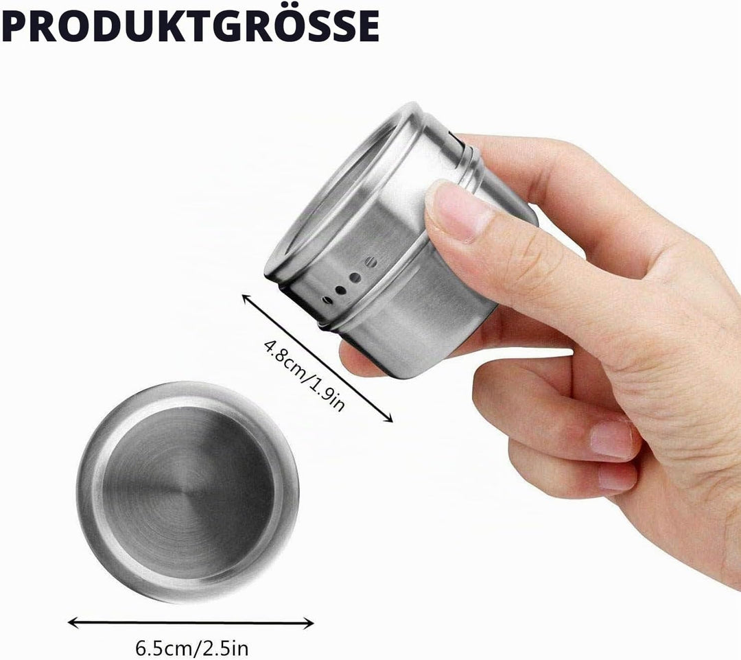 Gewürzdosen aus Edelstahl, magnetische Gewürzdosen, magnetische Gewürzdosen am Kühlschrank (6 Stück,