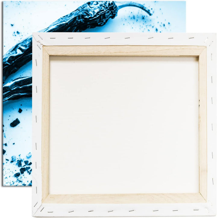 getrocknete extrem scharfe Peperoni Format: 60x60 Effekt: Monocrome Blau als Leinwandbild, Motiv fer