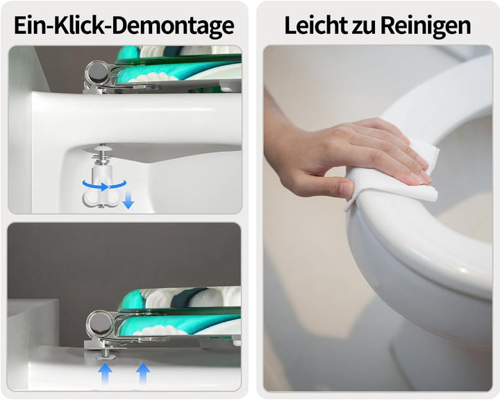 Toilettendeckel mit Absenkautomatik, WC Sitz mit Absenkautomatik Oval Form klodeckel Einfache Reinig