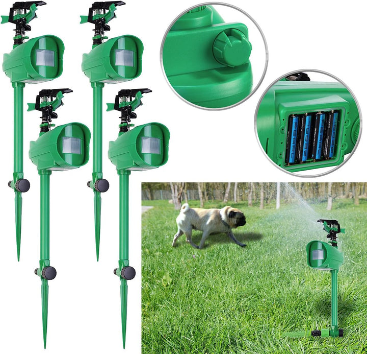 Royal Gardineer Katzen-Vertreiber: 4er-Set Wasserstrahl-Tierschrecke, PIR-Sensor, Batteriebetrieb, 1