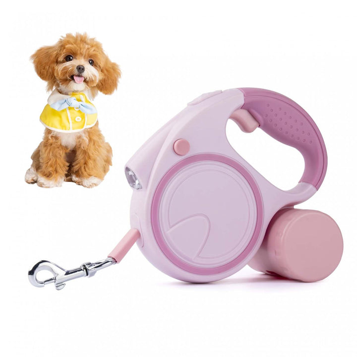 Hundeleine mit LED 5m, Rollleine für Hunde bis 10-25kg, Hundeleine Ausziehbar mit rutschfest Griff,