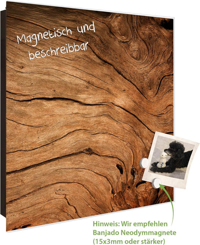 banjado® Grosser Schlüsselkasten Glas/Schlüsselbox 30cm x 30cm mit 50 Haken - Motiv Trockenes Holz/S