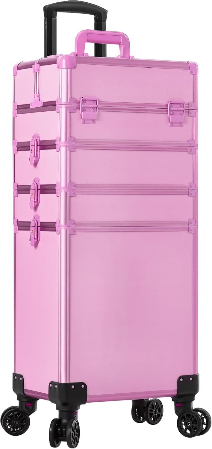 Arous 5-in-1-Kosmetik-Trolley mit Rollen, für Reisen, abschliessbar, mit Rädern, für Friseure, Künst