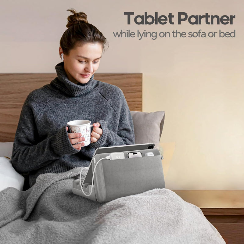 KDD Tablet Kissen Halter, Abnehmbare Tablet Halterung Bett Kissen für Schoss & Tisch, Tablet Kissens