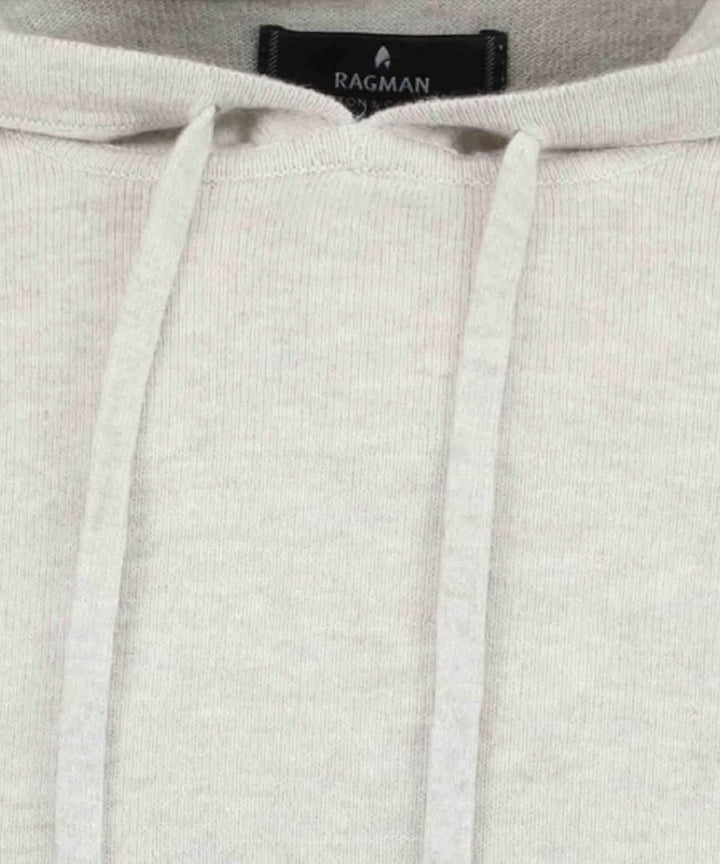 RAGMAN Herren Srickpullover mit Kapuze, M Hellgrau-013