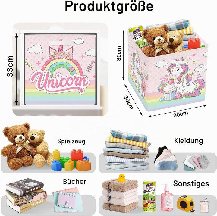 30cm Aufbewahrungsbox 3 Stück Einhorn Regenbogen Aufbewahrungskorb Kinder Faltbar Wolken Stern Aufbe