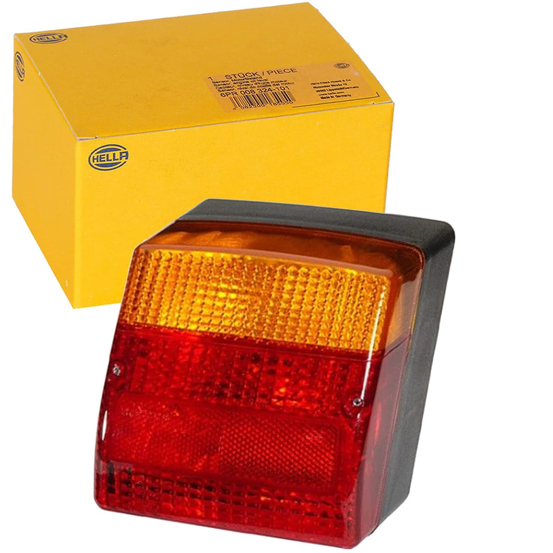 HELLA - Heckleuchte - Glühlampe - 12V - Anbau/geschraubt - Lichtscheibenfarbe: rot/gelb - Stecker: R