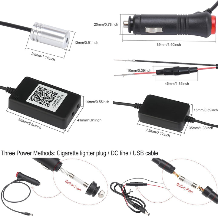 QAUBEN Auto Innenraum Umgebungsbeleuchtung Glasfaserkabel RGB 64 Farben Mehrfarbiges Musikauto Fussr