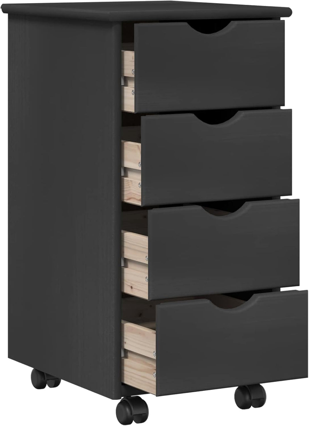 vidaXL Rollschrank 34 x 39 x 65,5 cm Massivholz Kiefer Grau, Grau