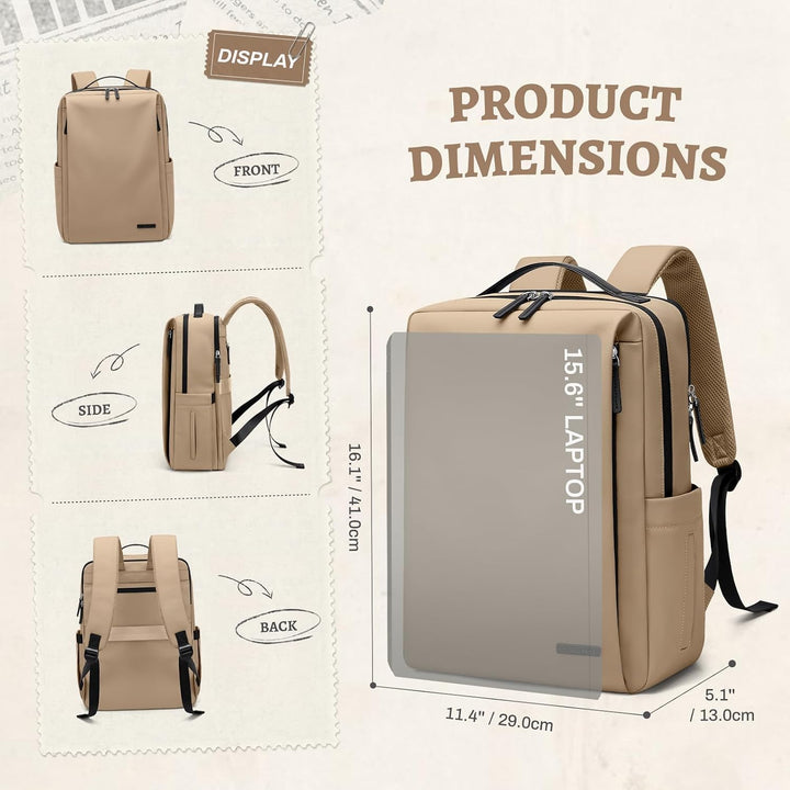 GOLF SUPAGS Kunstleder Rucksack Damen, Stilvoller Laptop Rucksack, Multifunktionaler Tagesrucksack W