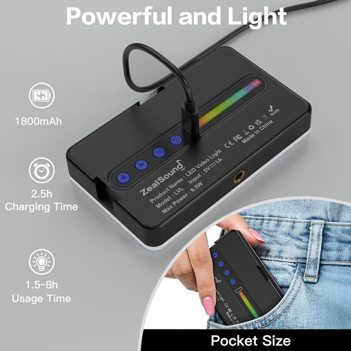 Selfie Licht, 138 LEDs Handy Fülllicht, 2700K–6500K Dimmbare Lichmodi, mit RGB Umgebungslichteffekte