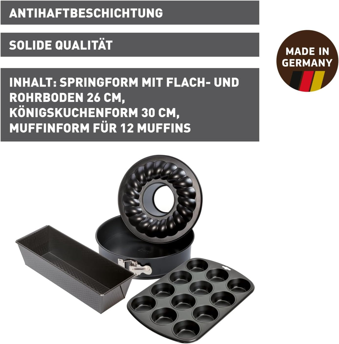 Original Kaiser Classic Backform Set 4-teilig, Backformen Set, Springform Flach- und Rohrboden 26cm,