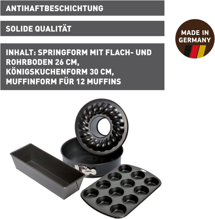 Original Kaiser Classic Backform Set 4-teilig, Backformen Set, Springform Flach- und Rohrboden 26cm,