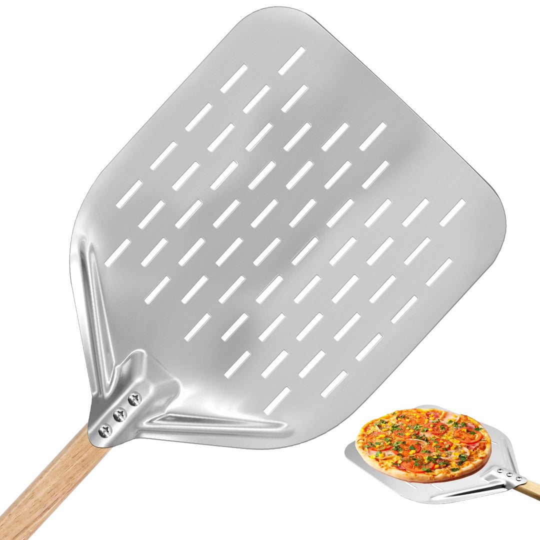 Pizzaschieber Perforiert Pizza Schieber Gross 40 × 30cm Pizzaschaufel 12 Zoll mit 38cm Abnehmbaren H