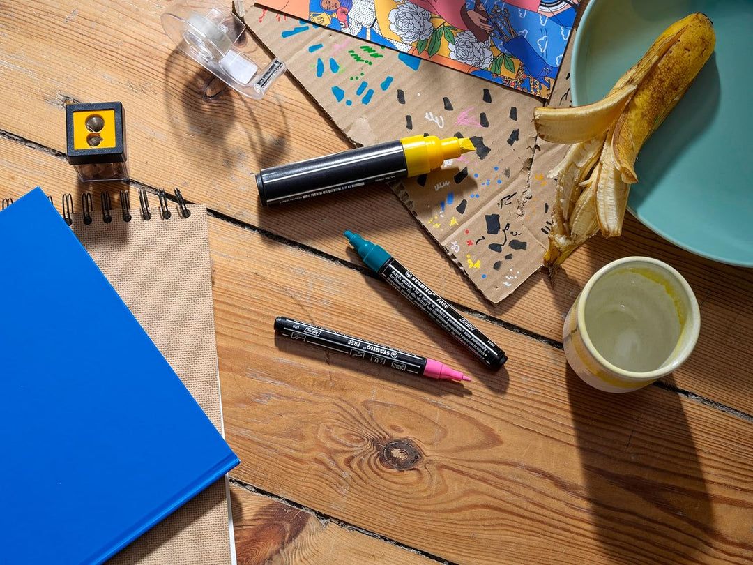 Acrylmarker - STABILO FREE Acrylic - T800C Keilspitze 4-10mm - 5er Pack - karmin