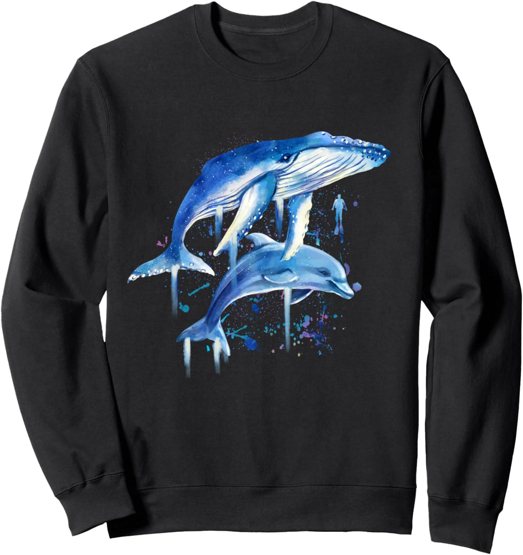 Blauwal Delfin Taucher Wale Tümmler Delphin Sweatshirt