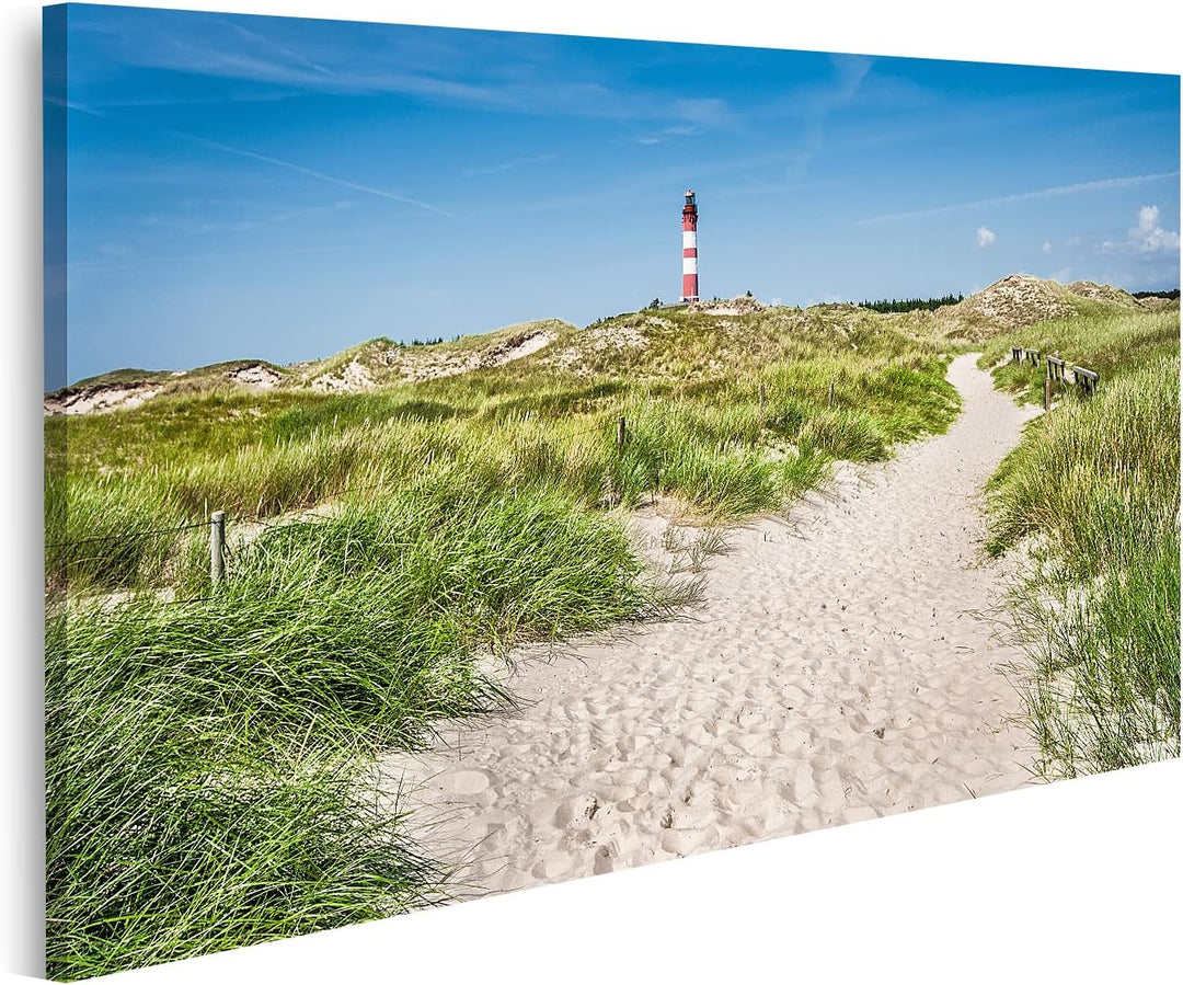islandburner Bild auf Leinwand Schöne Dünenlandschaft Leuchtturm Auf Der Insel Amrum Nordsee Bilder