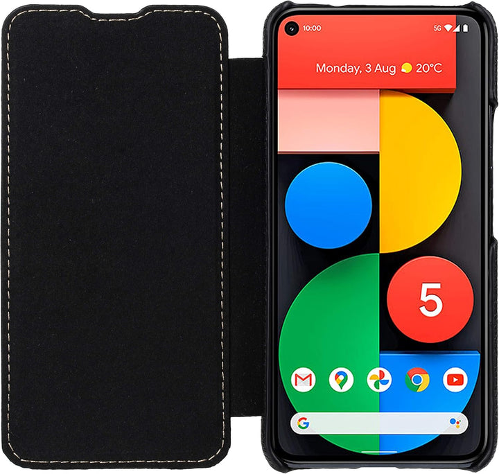STILGUT Book Case kompatibel mit Google Pixel 5 Hülle aus Leder zum Klappen, Klapphülle, Handyhülle,