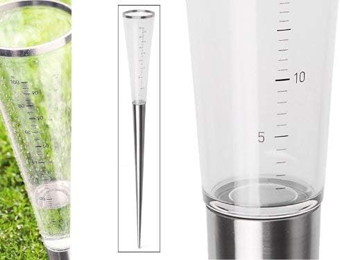 blomus -CAMPO- Regenmesser aus Glas, Edelstahlsockel, 1 Liter Fassungsvermögen, einfache Handhabung,